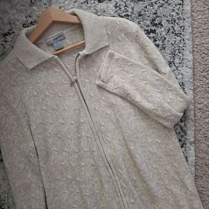 Vintage Designers Originals Studio Knit Collar Zip Cardigan Sweater Womens L